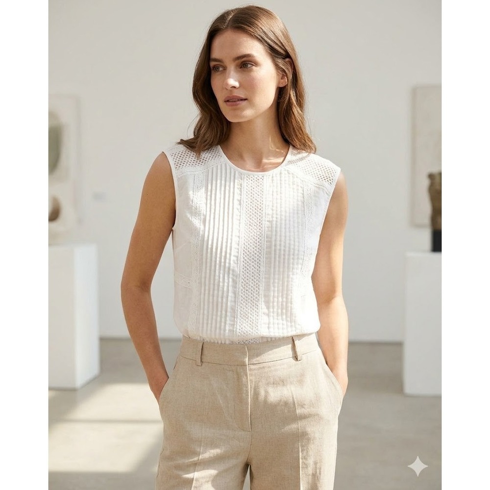 J Crew Top 0 White Lace Eyelet Coquette Cottagecore Romantic Feminine